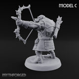 Snarling Bow Drawing Pig Orc Archer C Miniature for Dungeons and Dragons, Pathfinder or other TTRPGs