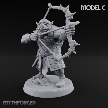 Snarling Bow Drawing Pig Orc Archer C Miniature for Dungeons and Dragons, Pathfinder or other TTRPGs