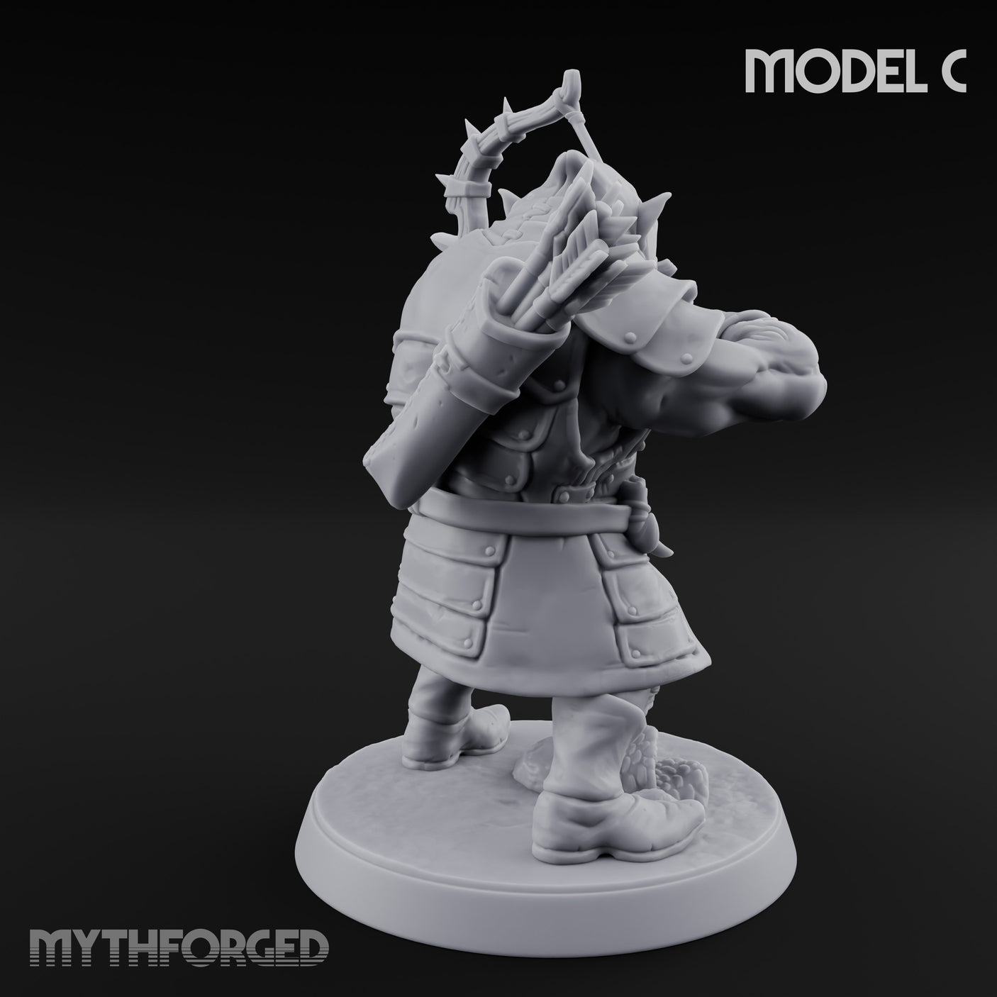 Snarling Bow Drawing Pig Orc Archer C Miniature for Dungeons and Dragons, Pathfinder or other TTRPGs