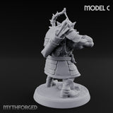 Snarling Bow Drawing Pig Orc Archer C Miniature for Dungeons and Dragons, Pathfinder or other TTRPGs