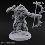 Snarling Bow Drawing Pig Orc Archer D Miniature for Dungeons and Dragons, Pathfinder or other TTRPGs