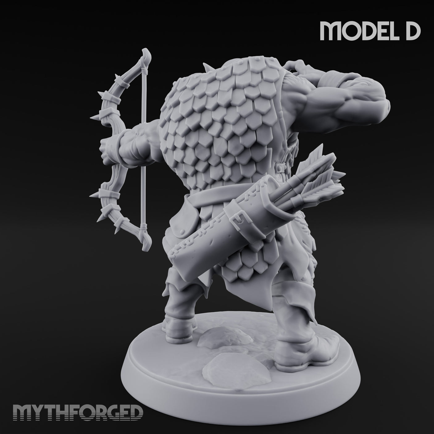 Snarling Bow Drawing Pig Orc Archer D Miniature for Dungeons and Dragons, Pathfinder or other TTRPGs