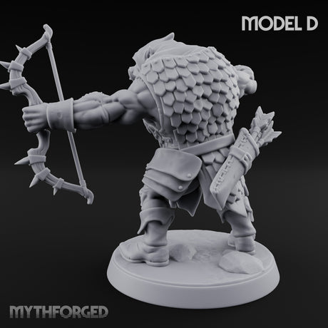 Snarling Bow Drawing Pig Orc Archer D Miniature for Dungeons and Dragons, Pathfinder or other TTRPGs