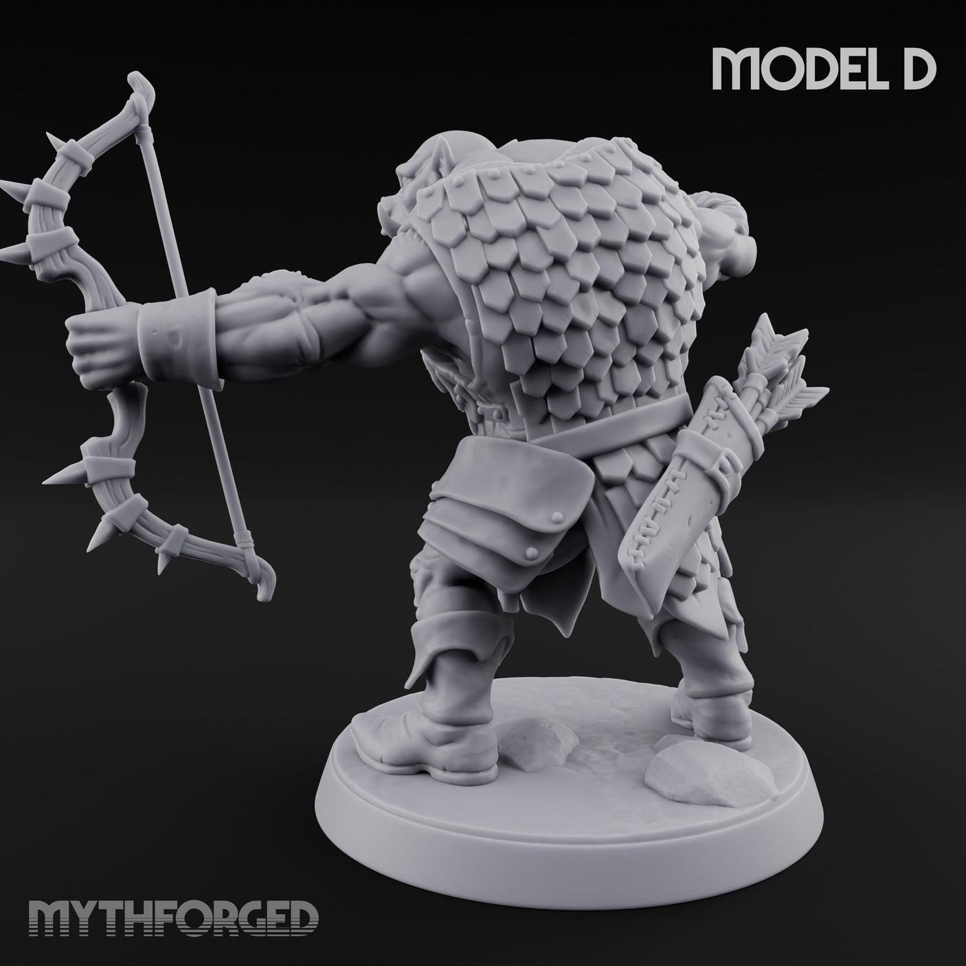 Snarling Bow Drawing Pig Orc Archer D Miniature for Dungeons and Dragons, Pathfinder or other TTRPGs