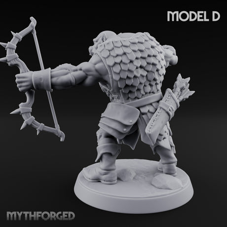 Snarling Bow Drawing Pig Orc Archer D Miniature for Dungeons and Dragons, Pathfinder or other TTRPGs