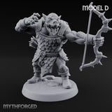 Snarling Bow Drawing Pig Orc Archer D Miniature for Dungeons and Dragons, Pathfinder or other TTRPGs