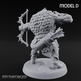 Snarling Bow Drawing Pig Orc Archer D Miniature for Dungeons and Dragons, Pathfinder or other TTRPGs