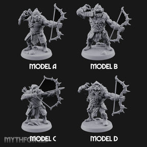 Snarling Bow Drawing Pig Orc Archers — Full Set