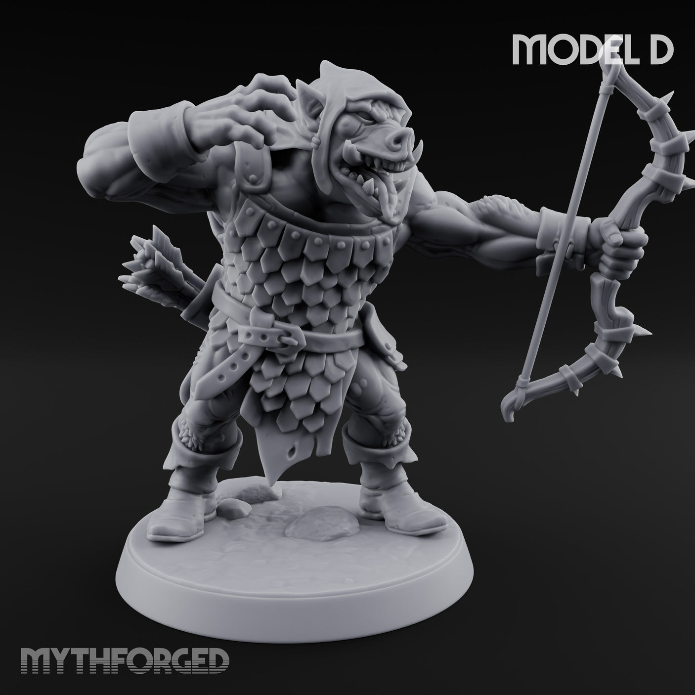 Snarling Bow Drawing Pig Orc Archers — D gallery 1