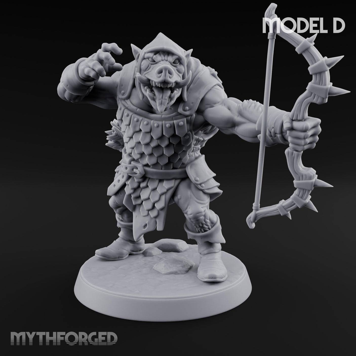 Snarling Bow Drawing Pig Orc Archers — D