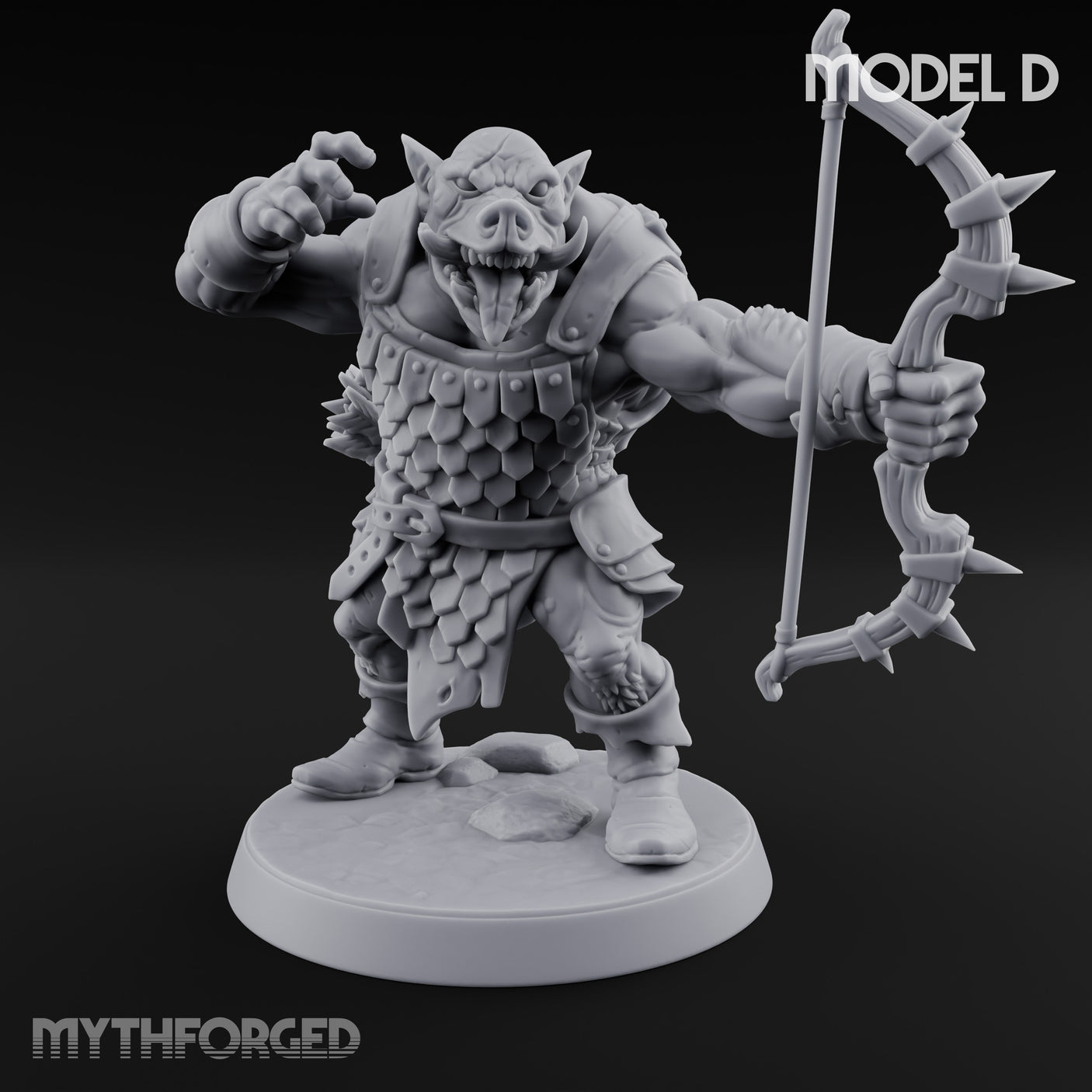 Snarling Bow Drawing Pig Orc Archers — D