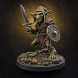 Sneering Blade Raising Goblin Warrior — painted concept preview (miniature supplied unpainted)