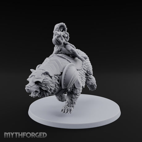 Taking Aim Rifle Bear Rider Miniature for Dungeons and Dragons, Pathfinder or other TTRPGs