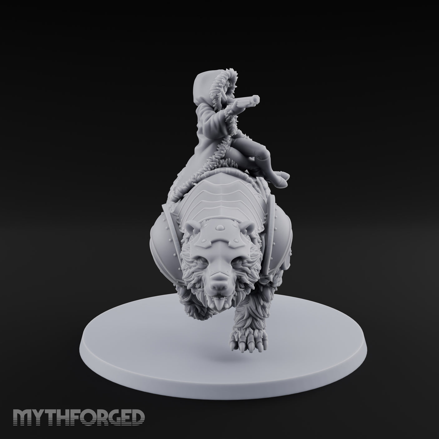 Taking Aim Rifle Bear Rider Miniature for Dungeons and Dragons, Pathfinder or other TTRPGs