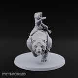 Taking Aim Rifle Bear Rider Miniature for Dungeons and Dragons, Pathfinder or other TTRPGs