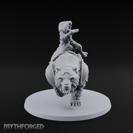 Taking Aim Rifle Bear Rider Miniature for Dungeons and Dragons, Pathfinder or other TTRPGs