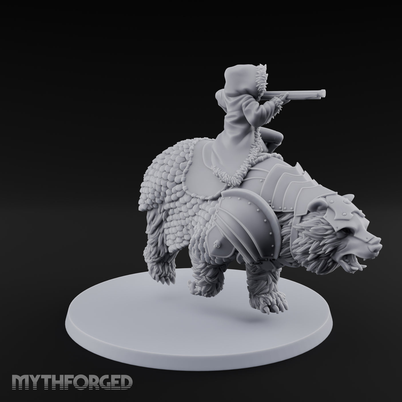 Taking Aim Rifle Bear Rider Miniature for Dungeons and Dragons, Pathfinder or other TTRPGs