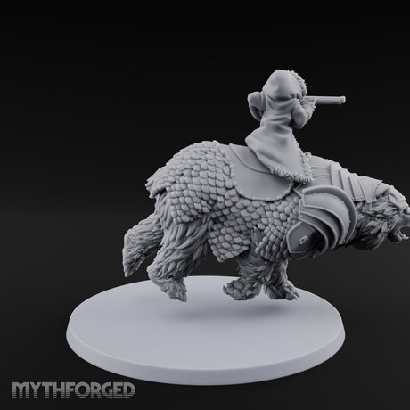 Taking Aim Rifle Bear Rider Miniature for Dungeons and Dragons, Pathfinder or other TTRPGs