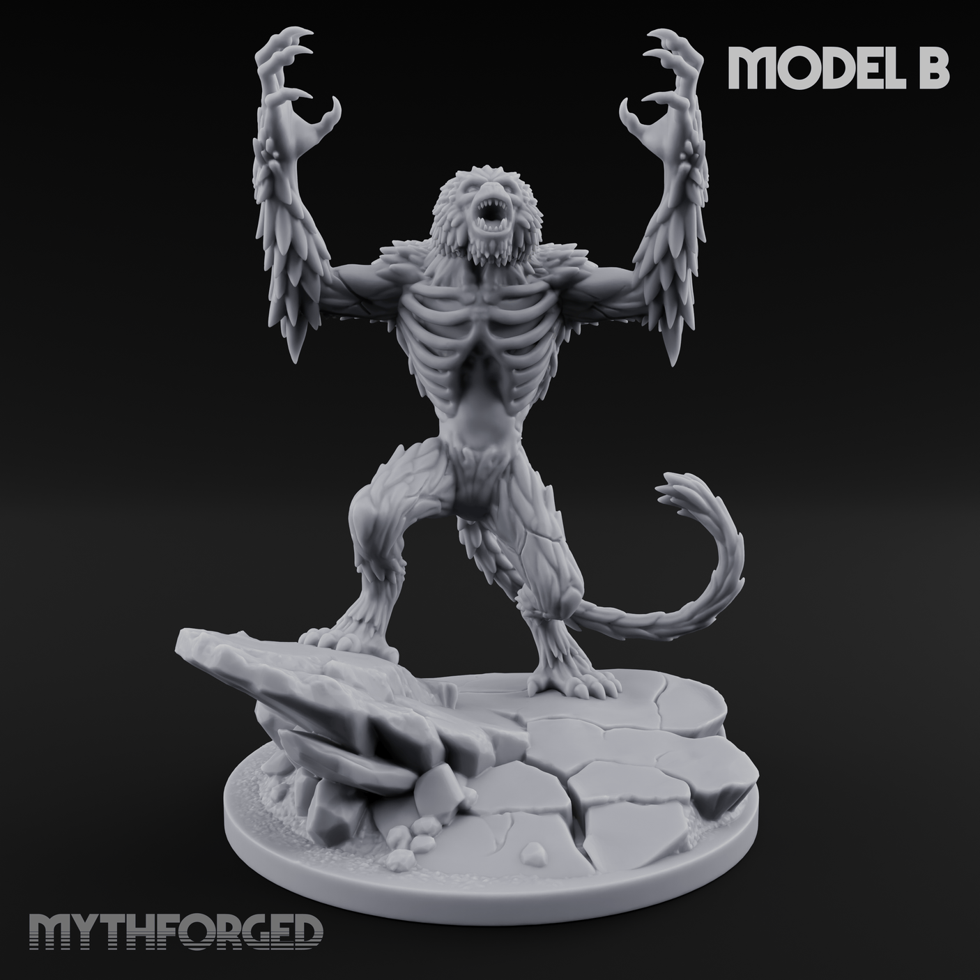 Snarling On Stone Barghest Beasts B Miniature for Dungeons and Dragons, Pathfinder or other TTRPGs
