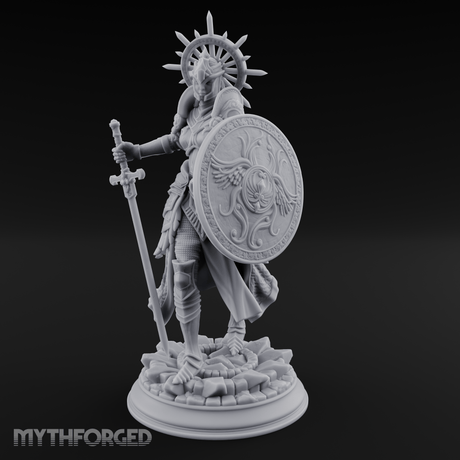 Halo Crowned Defender Aasimar Paladin Miniature for Dungeons and Dragons, Pathfinder or other TTRPGs