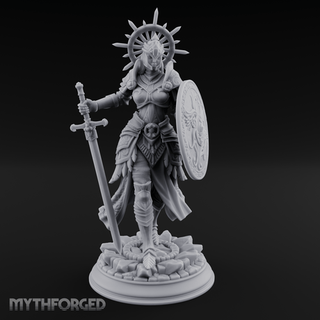Halo Crowned Defender Aasimar Paladin Miniature for Dungeons and Dragons, Pathfinder or other TTRPGs