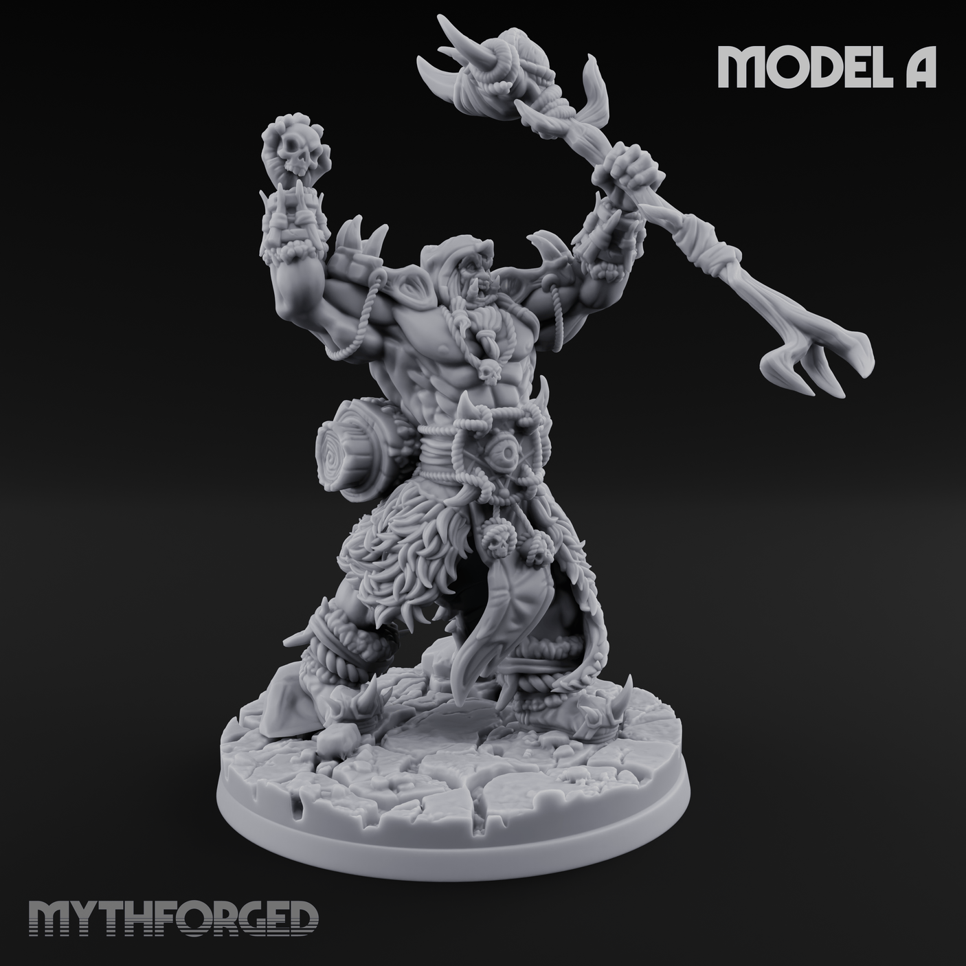 Arms Raised Conjuring Orc Sorcerers Miniature for Dungeons and Dragons, Pathfinder or other TTRPGs