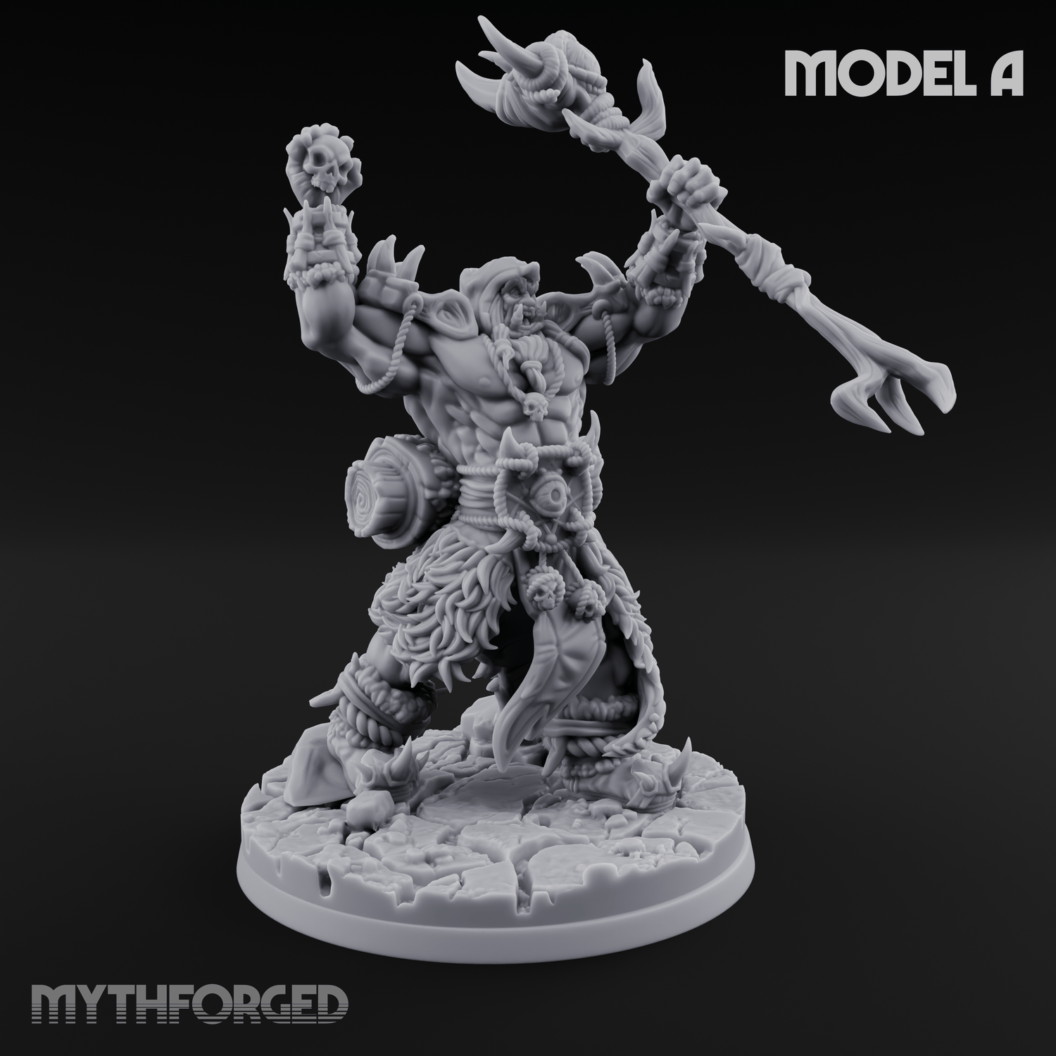 Arms Raised Conjuring Orc Sorcerers A Miniature for Dungeons and Dragons, Pathfinder or other TTRPGs