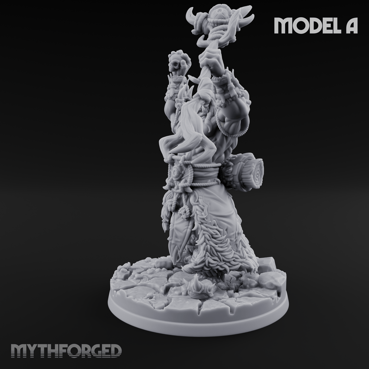Arms Raised Conjuring Orc Sorcerers A Miniature for Dungeons and Dragons, Pathfinder or other TTRPGs