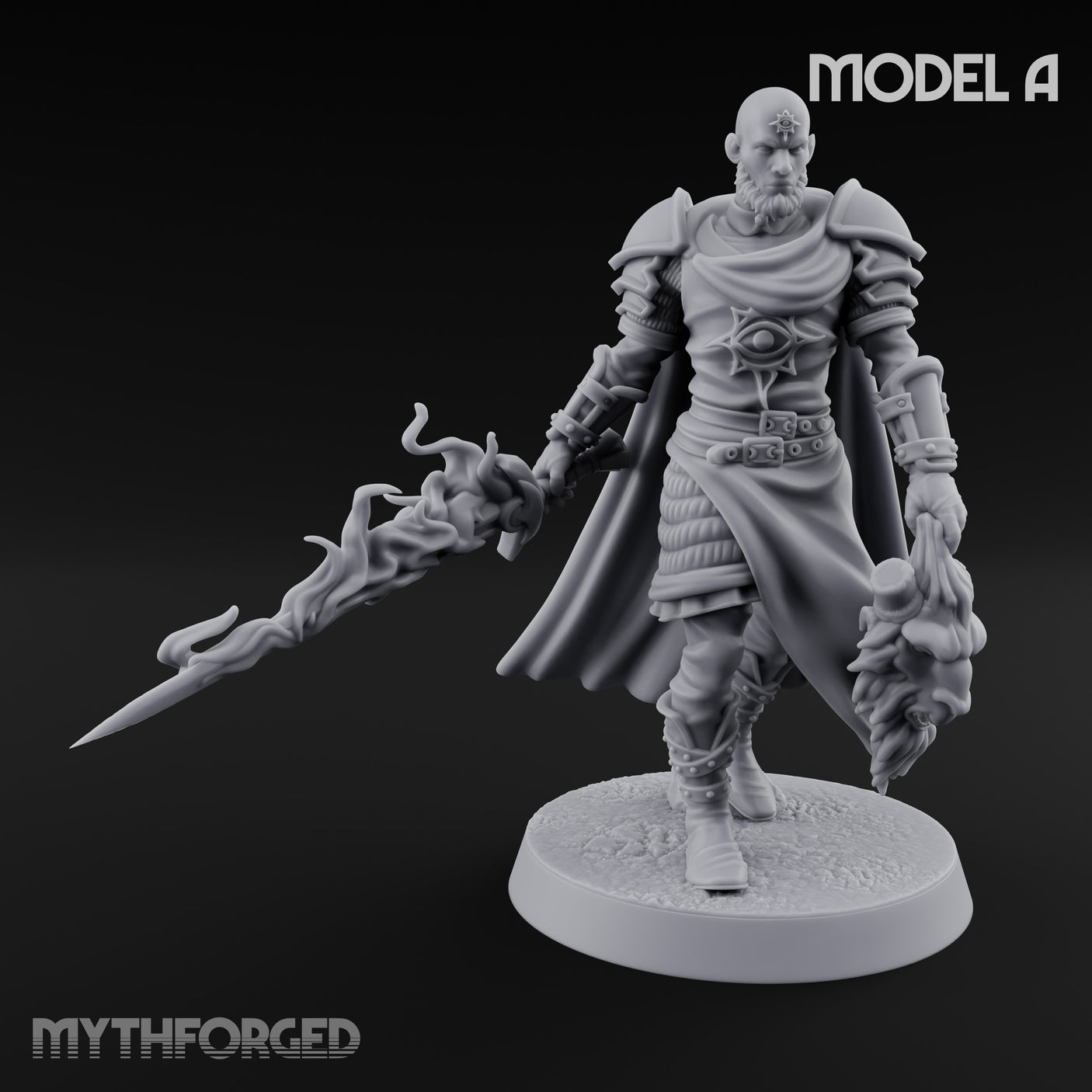 Soul Spear Wielding Human Ash Paladin A Miniature for Dungeons and Dragons, Pathfinder or other TTRPGs