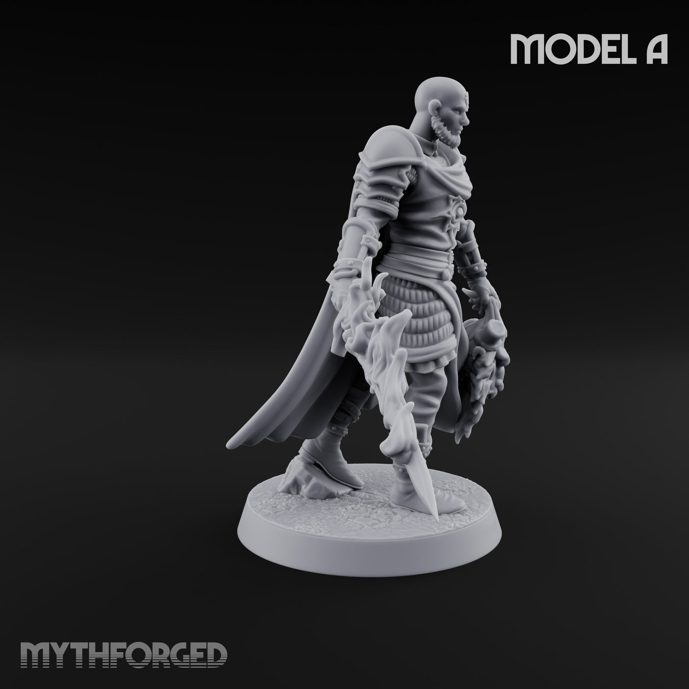 Soul Spear Wielding Human Ash Paladin A Miniature for Dungeons and Dragons, Pathfinder or other TTRPGs