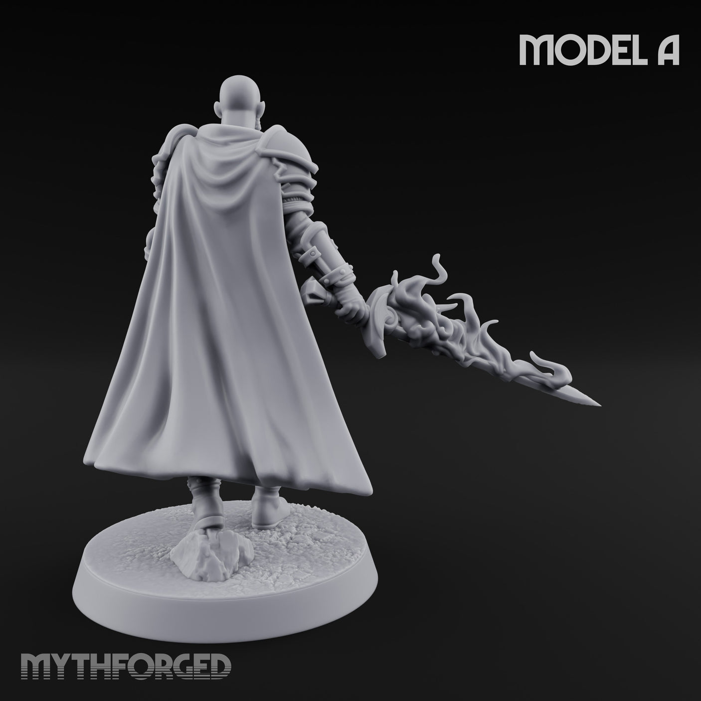 Soul Spear Wielding Human Ash Paladin A Miniature for Dungeons and Dragons, Pathfinder or other TTRPGs