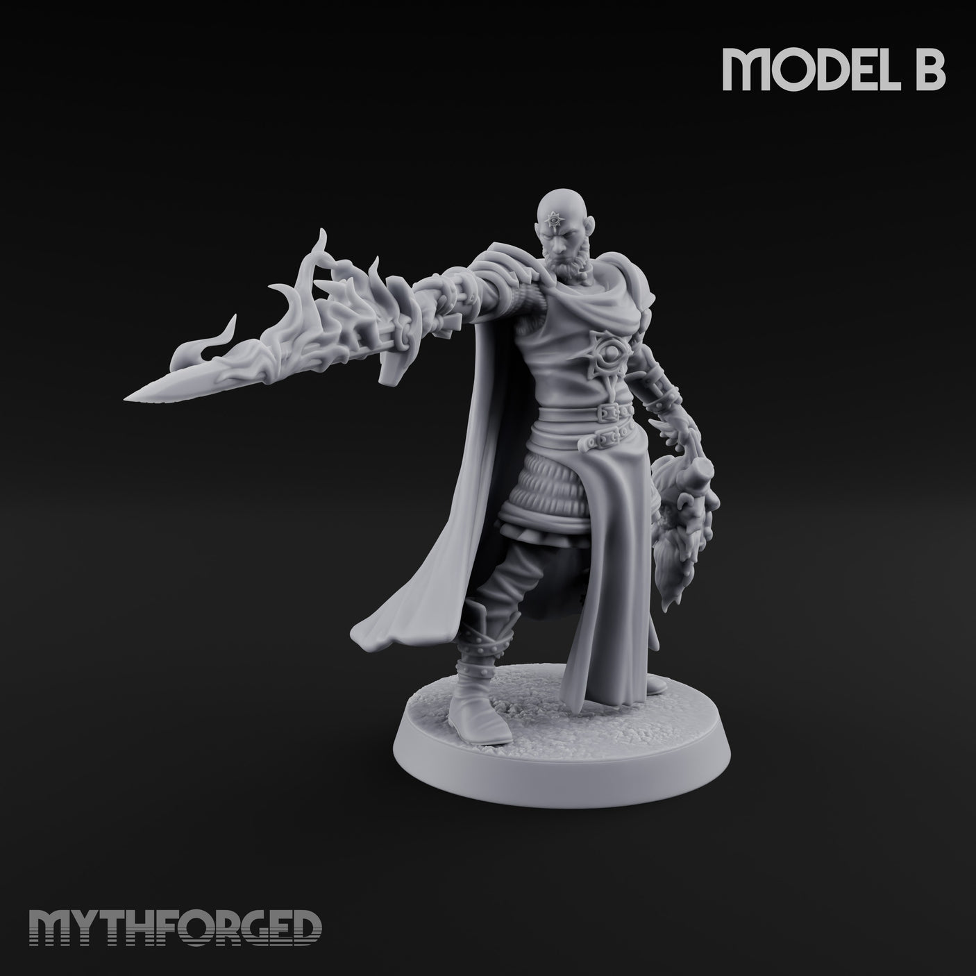Soul Spear Wielding Human Ash Paladin B Miniature for Dungeons and Dragons, Pathfinder or other TTRPGs