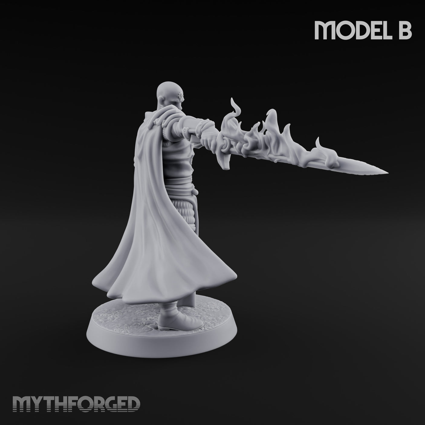 Soul Spear Wielding Human Ash Paladin B Miniature for Dungeons and Dragons, Pathfinder or other TTRPGs