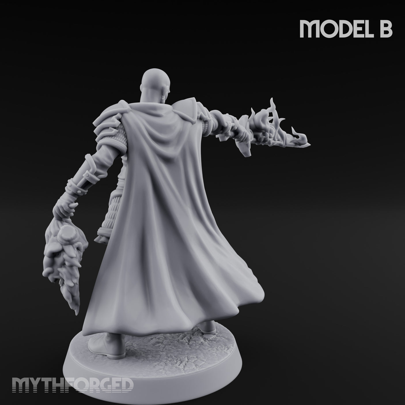 Soul Spear Wielding Human Ash Paladin B Miniature for Dungeons and Dragons, Pathfinder or other TTRPGs