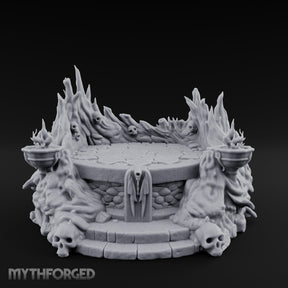Soul-Wreathed Flame-Flanked Necromantic Ritual Dais Miniature for Dungeons and Dragons, Pathfinder or other TTRPGs