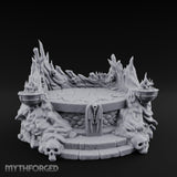 Soul-Wreathed Flame-Flanked Necromantic Ritual Dais Miniature for Dungeons and Dragons, Pathfinder or other TTRPGs