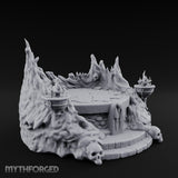 Soul-Wreathed Flame-Flanked Necromantic Ritual Dais Miniature for Dungeons and Dragons, Pathfinder or other TTRPGs
