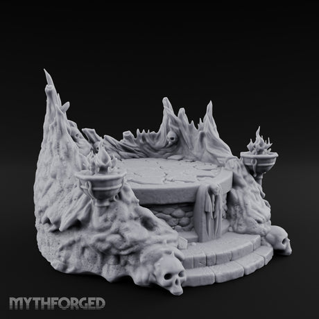 Soul-Wreathed Flame-Flanked Necromantic Ritual Dais Miniature for Dungeons and Dragons, Pathfinder or other TTRPGs
