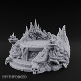 Soul-Wreathed Flame-Flanked Necromantic Ritual Dais Miniature for Dungeons and Dragons, Pathfinder or other TTRPGs