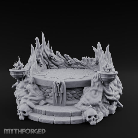 Soul-Wreathed Flame-Flanked Necromantic Ritual Dais Miniature for Dungeons and Dragons, Pathfinder or other TTRPGs