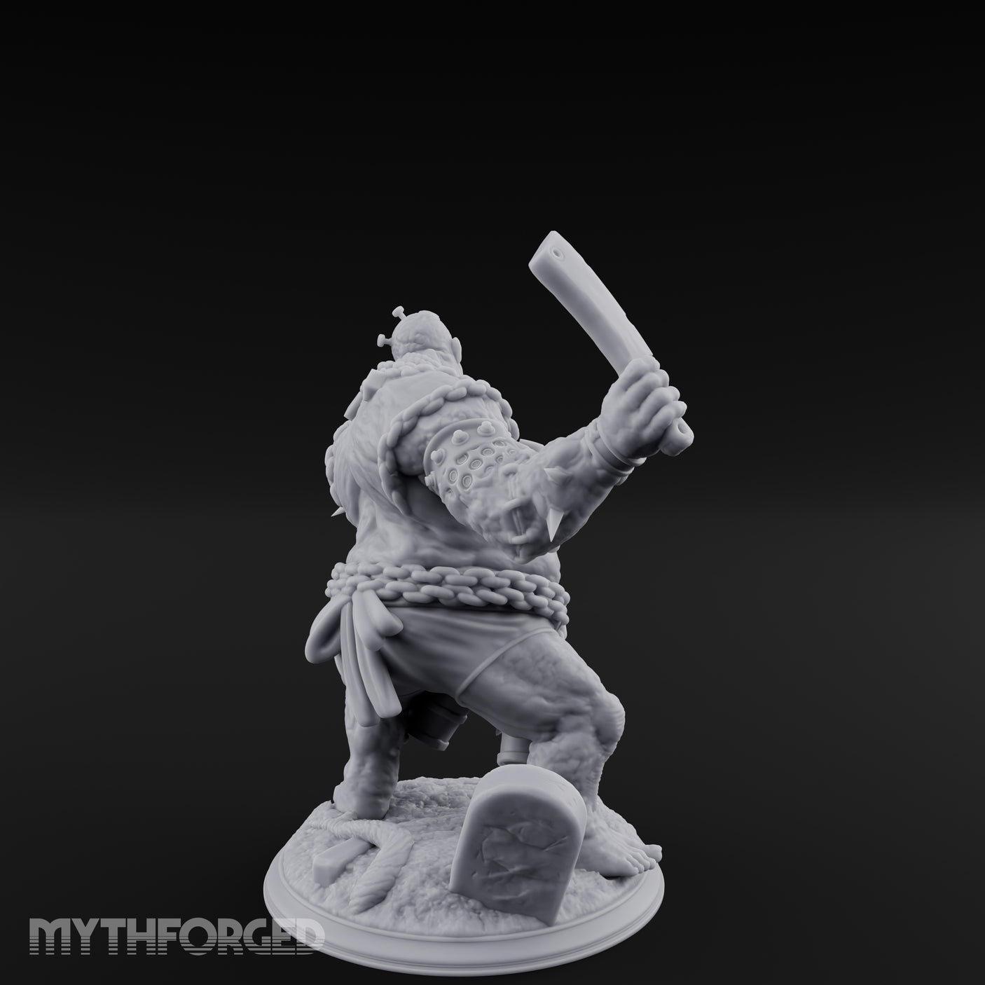 Cleaver Swinging Undead Ogre Butcher Miniature for Dungeons and Dragons, Pathfinder or other TTRPGs