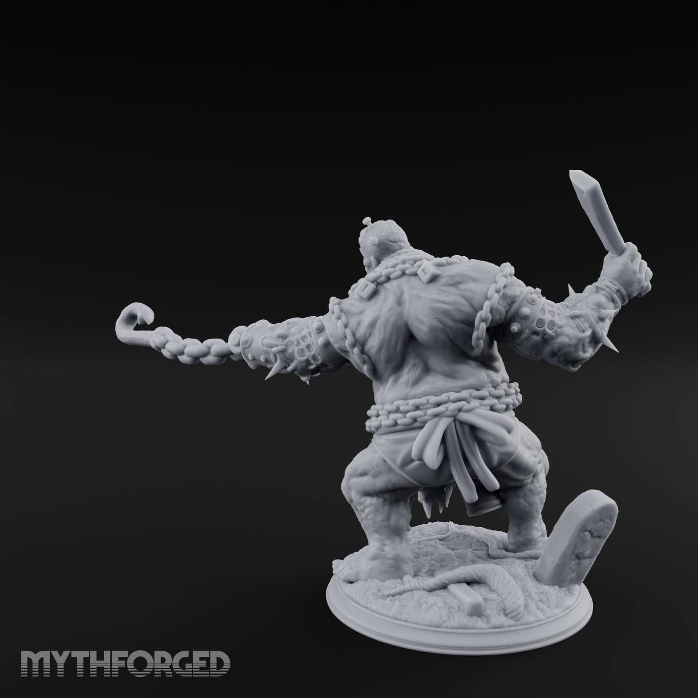 Cleaver Swinging Undead Ogre Butcher Miniature for Dungeons and Dragons, Pathfinder or other TTRPGs