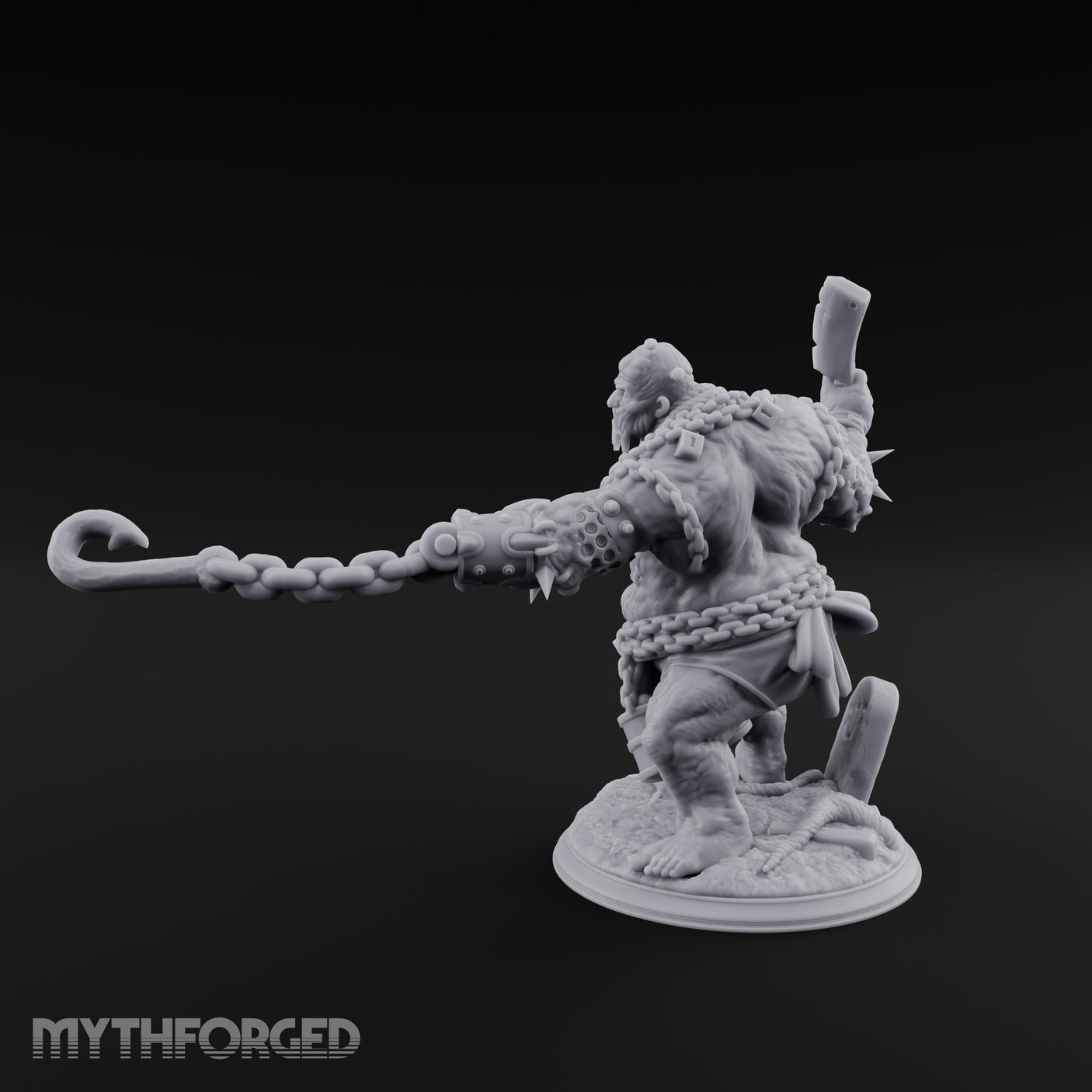Cleaver Swinging Undead Ogre Butcher Miniature for Dungeons and Dragons, Pathfinder or other TTRPGs