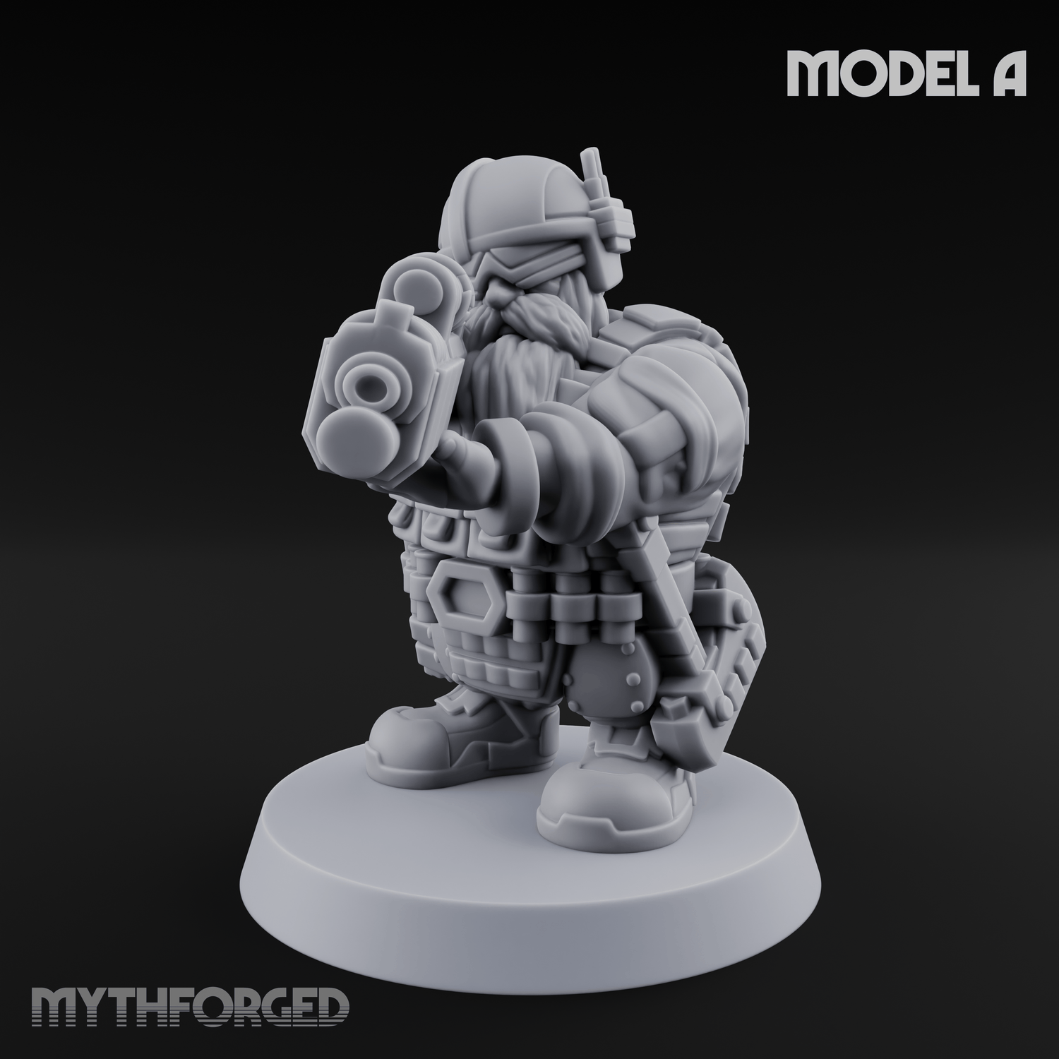 Guns Blazing Space Dwarf Assault Troopers A Miniature for Dungeons and Dragons, Pathfinder or other TTRPGs
