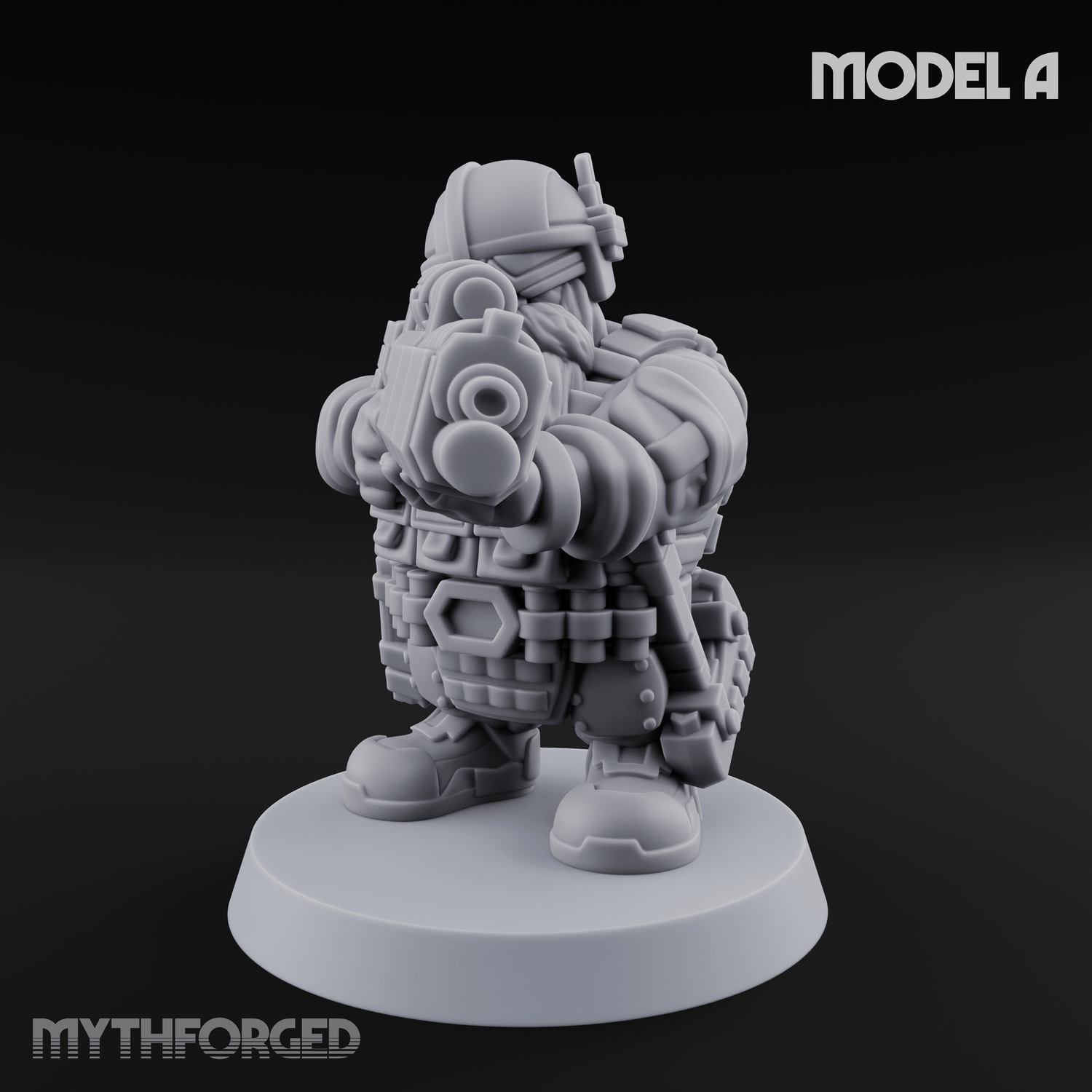 Guns Blazing Space Dwarf Assault Troopers A Miniature for Dungeons and Dragons, Pathfinder or other TTRPGs