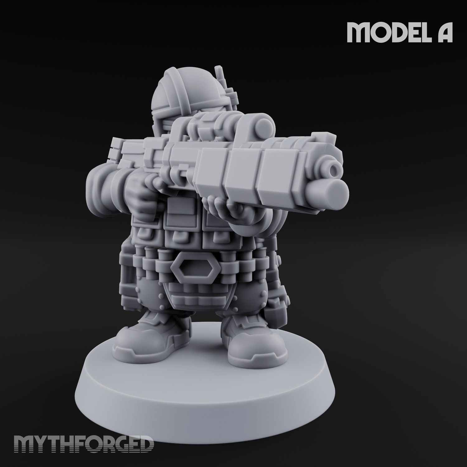 Guns Blazing Space Dwarf Assault Troopers A Miniature for Dungeons and Dragons, Pathfinder or other TTRPGs