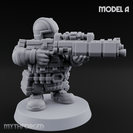 Guns Blazing Space Dwarf Assault Troopers A Miniature for Dungeons and Dragons, Pathfinder or other TTRPGs