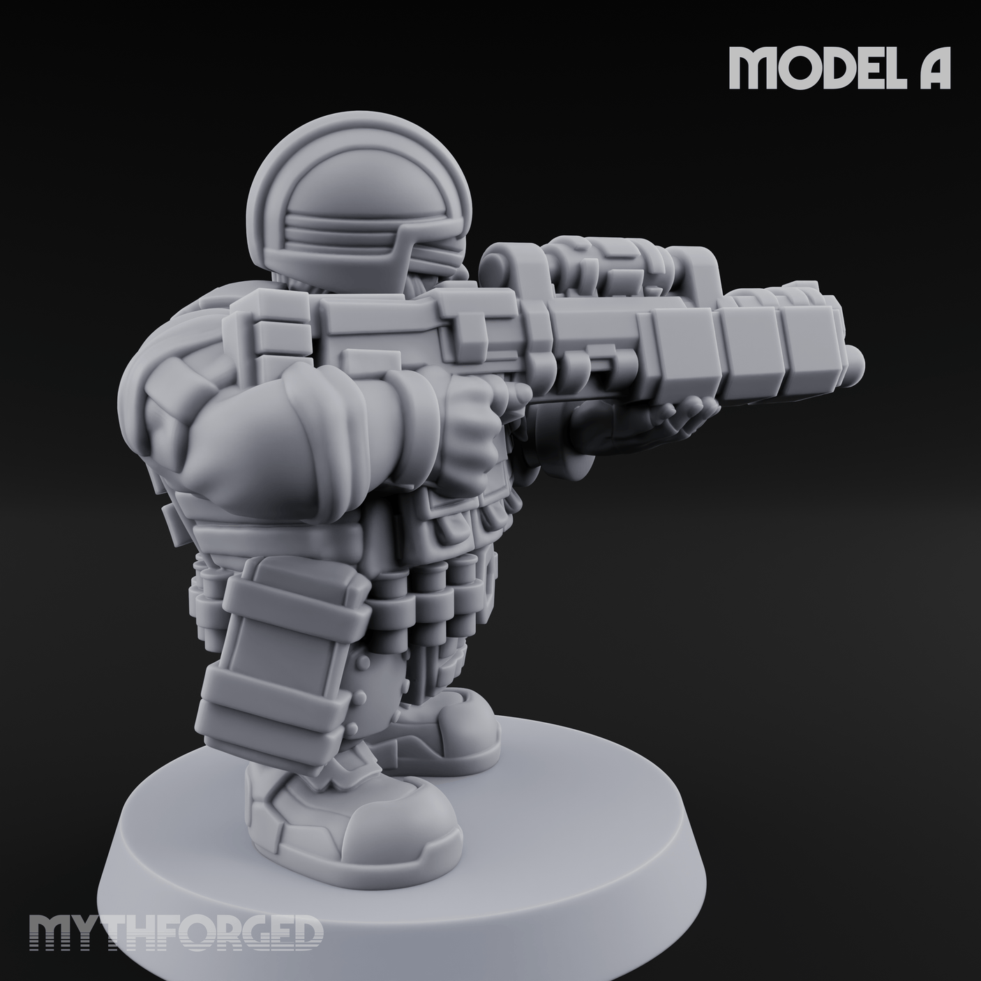 Guns Blazing Space Dwarf Assault Troopers A Miniature for Dungeons and Dragons, Pathfinder or other TTRPGs