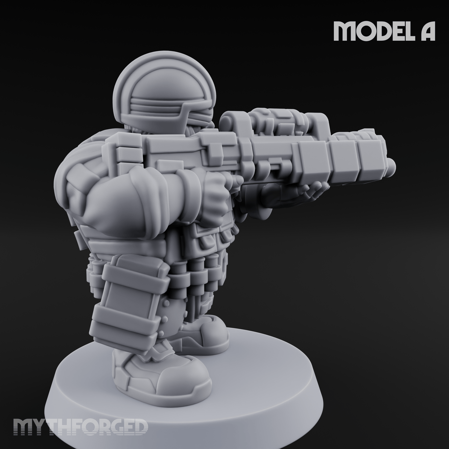 Guns Blazing Space Dwarf Assault Troopers A Miniature for Dungeons and Dragons, Pathfinder or other TTRPGs