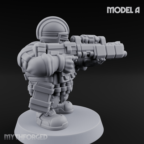 Guns Blazing Space Dwarf Assault Troopers A Miniature for Dungeons and Dragons, Pathfinder or other TTRPGs